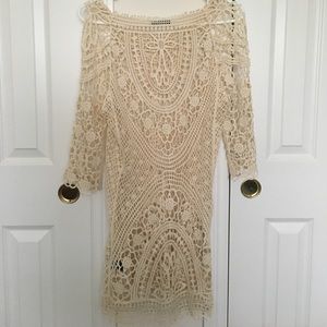 Cream Crocheted Beach Swimsuit Coverup